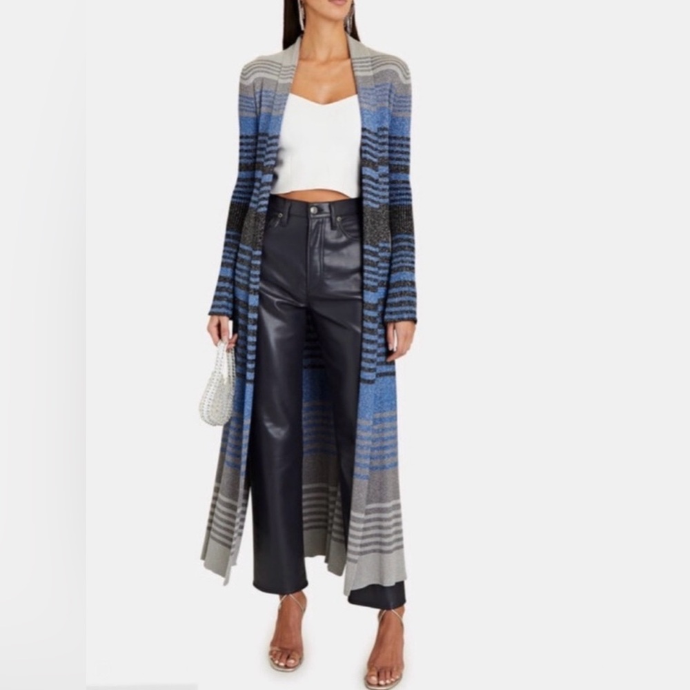 L'AGENCE Gray Ribbed Knit Cardigan